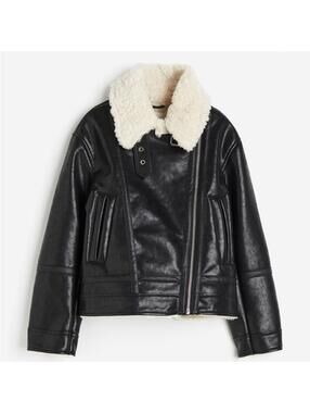 BNWT H&M Vegan Leather Aviator Jacket size medium